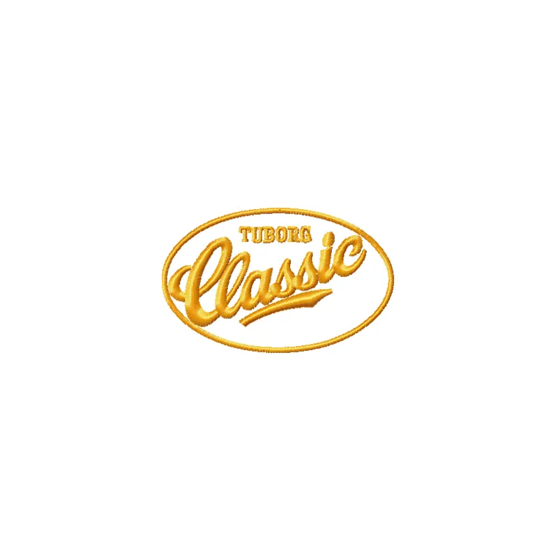 Tuborg Classic logo embroidery design preview showcasing intricate stitching patterns for beverage-themed projects.