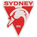 Sydney Swans Logo embroidery design preview showcasing vibrant colors and detailed stitching pattern.