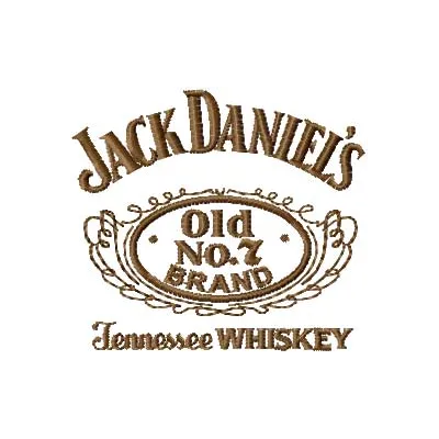 Jack Daniel's logo embroidery design preview, showcasing intricate stitching patterns for beverage enthusiasts.