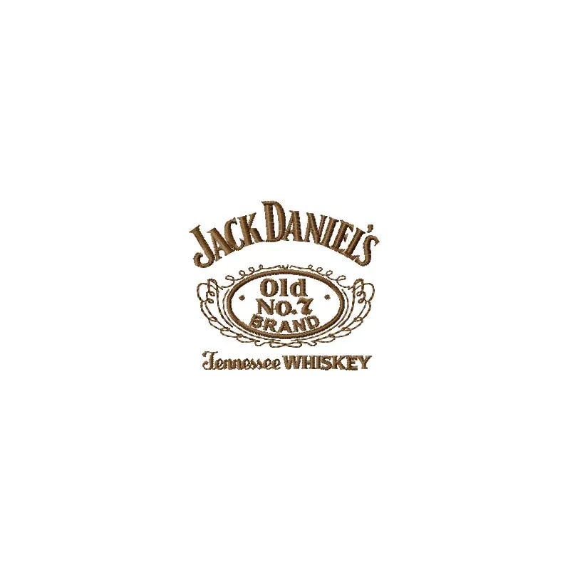 Jack Daniel's logo embroidery design preview, showcasing intricate stitching patterns for beverage enthusiasts.