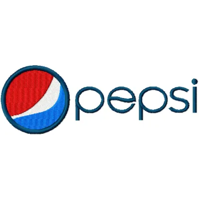 Pepsi-Cola logo embroidery design, showcasing vibrant colors and intricate stitching for beverage-themed creations.