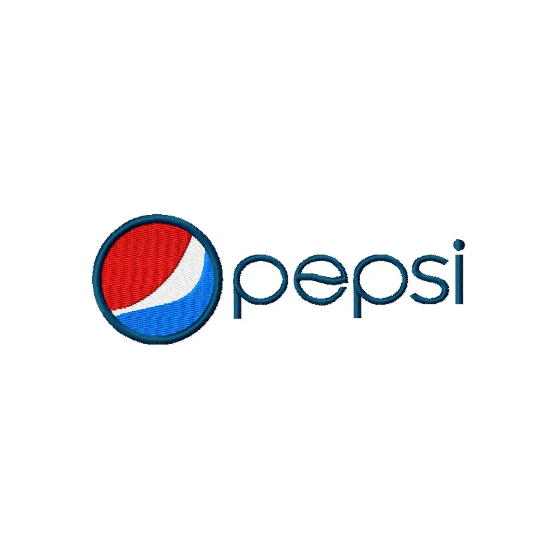 Pepsi-Cola logo embroidery design, showcasing vibrant colors and intricate stitching for beverage-themed creations.