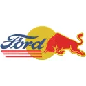 Embroidery design preview of a Ford red bull pattern featuring vibrant colors and detailed stitching.