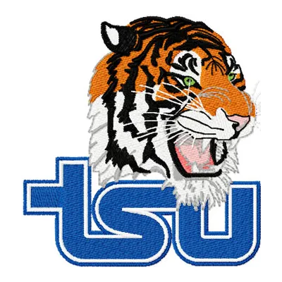 Tennessee State Tigers embroidery design featuring the university's logo, ideal for sports apparel and fan gear.