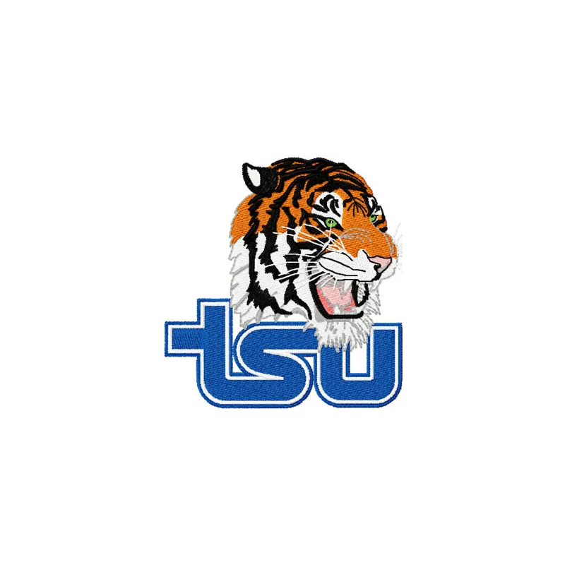 Tennessee State Tigers embroidery design featuring the university's logo, ideal for sports apparel and fan gear.