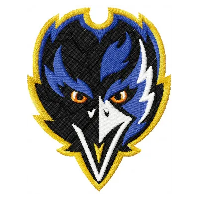Baltimore Ravens Logo embroidery design showcasing the iconic team emblem for American football enthusiasts.