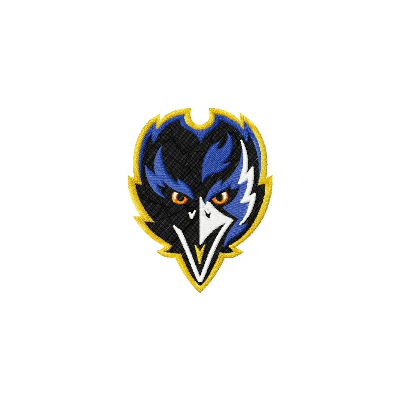 Baltimore Ravens Logo embroidery design showcasing the iconic team emblem for American football enthusiasts.