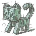 Preview of a Minecraft Cat sketch embroidery design showcasing intricate details and vibrant colors.