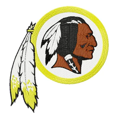 Washington Redskins logo embroidery design showcasing intricate stitching patterns for American football enthusiasts.