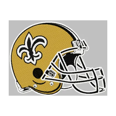 New Orleans Saints helmet embroidery design featuring detailed stitching for American football enthusiasts.