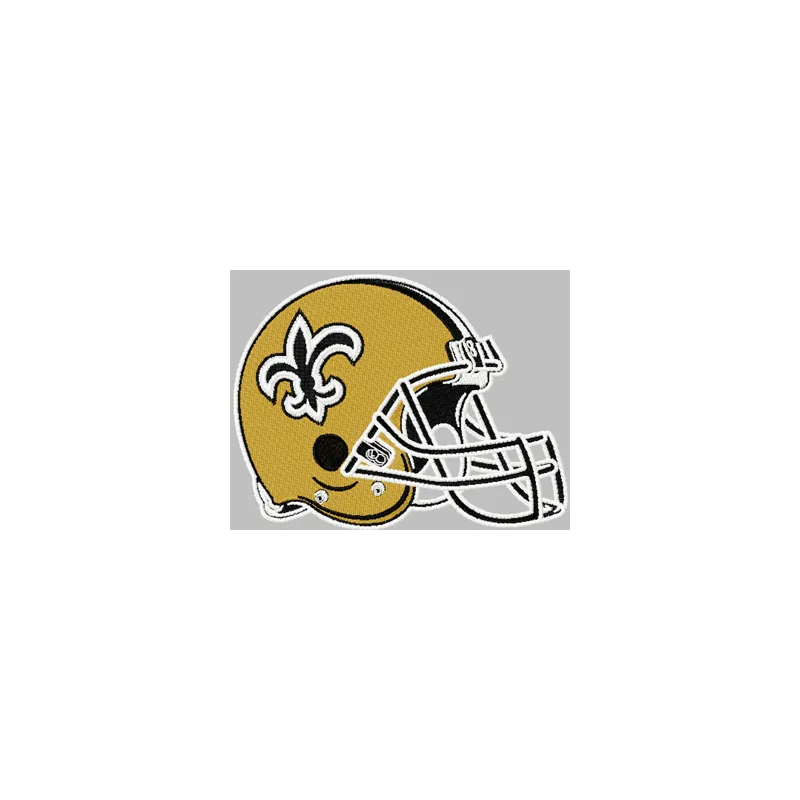 New Orleans Saints helmet embroidery design featuring detailed stitching for American football enthusiasts.