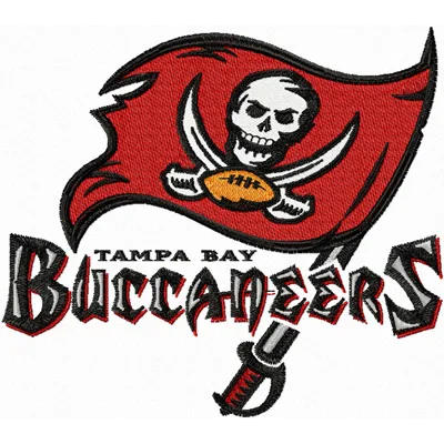Buccaneers logo embroidery design showcasing intricate details, ideal for stitching on caps and team apparel.