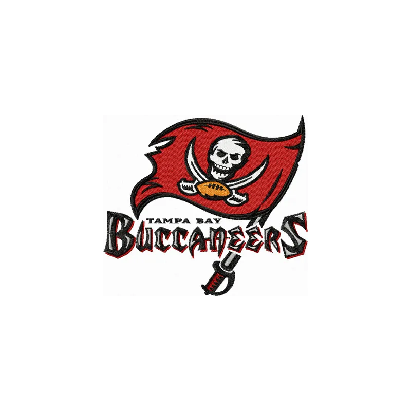 Buccaneers logo embroidery design showcasing intricate details, ideal for stitching on caps and team apparel.