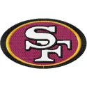 San Francisco 49ers embroidery design featuring the team's logo, perfect for stitching on caps and hoodies.