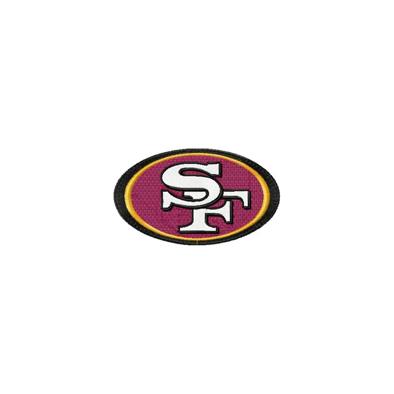 San Francisco 49ers embroidery design featuring the team's logo, perfect for stitching on caps and hoodies.