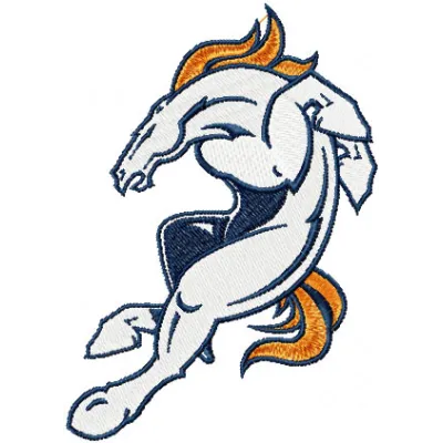 Denver Broncos new logo embroidery design featuring the iconic team emblem for stitching on apparel and accessories.