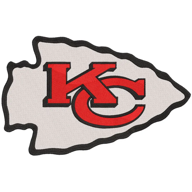 Kansas City Chiefs logo embroidery design showcasing intricate stitching patterns for football enthusiasts.