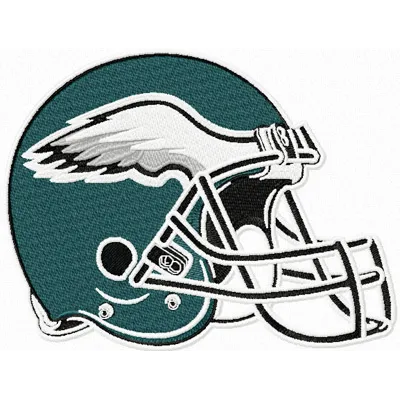 Philadelphia Eagles helmet embroidery design showcasing intricate stitching patterns for football enthusiasts.
