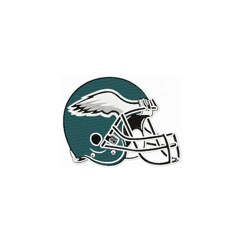 Philadelphia Eagles helmet embroidery design showcasing intricate stitching patterns for football enthusiasts.