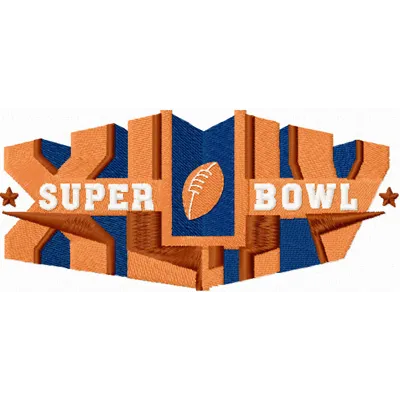 Embroidery design featuring the Super Bowl logo, ideal for stitching on apparel and accessories for football fans.
