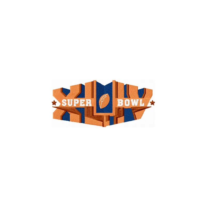 Embroidery design featuring the Super Bowl logo, ideal for stitching on apparel and accessories for football fans.