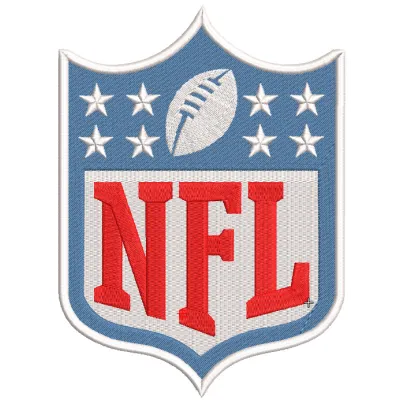 NFL logo embroidery design showcasing a striking stitched motif for American football enthusiasts.