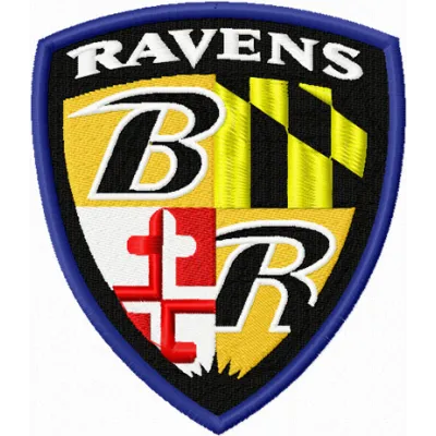 Baltimore Ravens logo 1 embroidery design showcasing the iconic team emblem for American football enthusiasts.