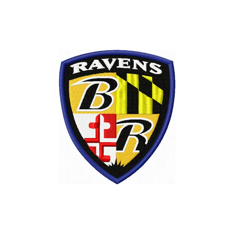 Baltimore Ravens logo 1 embroidery design showcasing the iconic team emblem for American football enthusiasts.