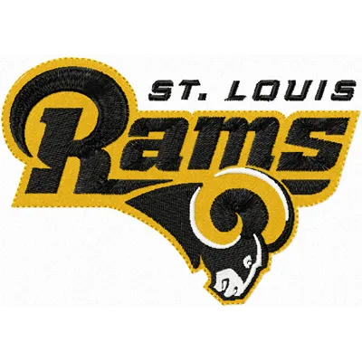 St. Louis Rams 2 embroidery design featuring a detailed football motif, perfect for caps and hoodies.