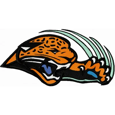 Jacksonville Jaguars logo embroidery design for stitching on apparel and accessories, showcasing an American football theme.