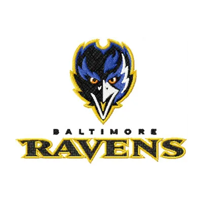 Baltimore Ravens logo 2 embroidery design preview showcasing the iconic American football team emblem.