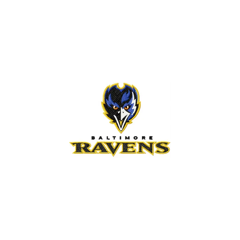 Baltimore Ravens logo 2 embroidery design preview showcasing the iconic American football team emblem.