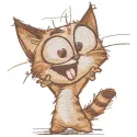 Preview of a cool and weird cat embroidery design showcasing vibrant colors and detailed stitching.