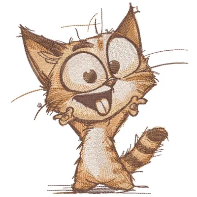 Preview of a cool and weird cat embroidery design showcasing vibrant colors and detailed stitching.