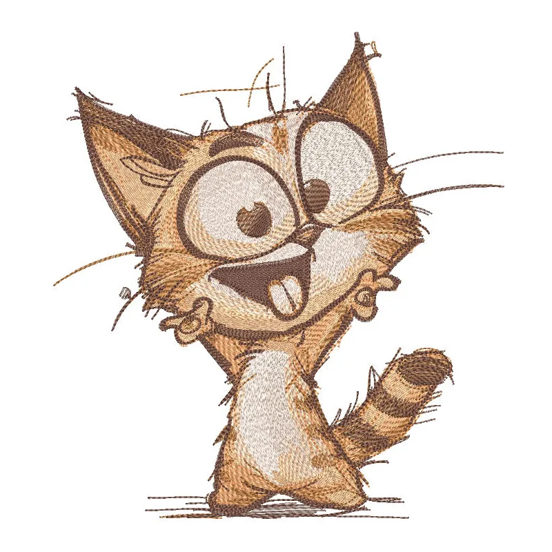 Preview of a cool and weird cat embroidery design showcasing vibrant colors and detailed stitching.