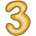 Wooden number three embroidery design preview, showcasing intricate stitching patterns for creative projects.