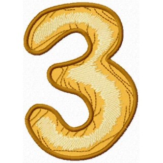 Wooden number three embroidery design - Embroidery Design