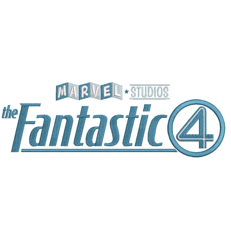 Embroidery design preview of The Fantastic Four logo featuring vibrant colors and clean edges.