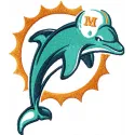 Miami Dolphins logo 1 embroidery design showcased on a vibrant background, ideal for stitching on sports apparel.