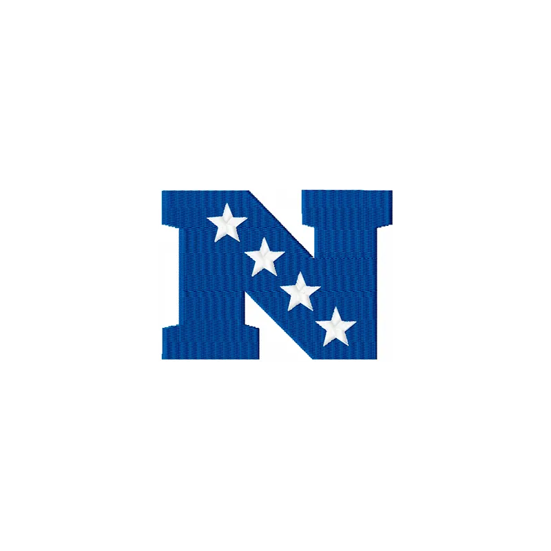 National Football Conference logo embroidery design showcased on a fabric background for stitching projects.