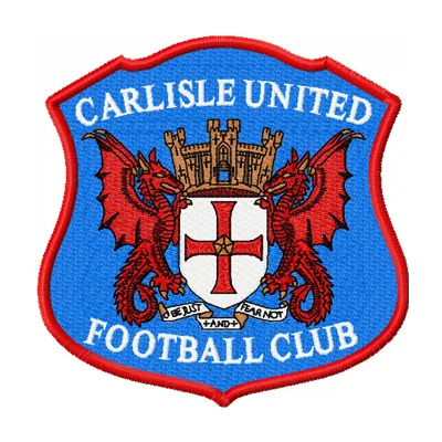 Embroidery design of Carlisle United Football Club logo for football enthusiasts and crafting projects.