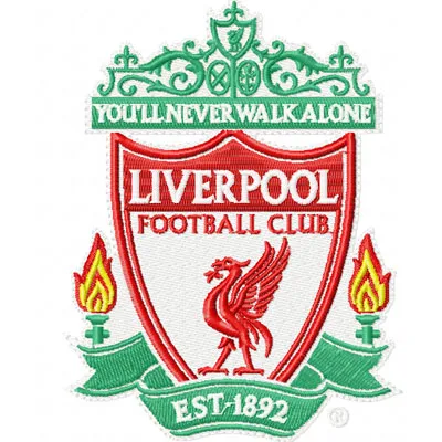 Liverpool Football Club logo embroidery design featuring intricate details, ideal for sports fans and stitching enthusiasts.