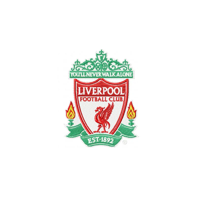 Liverpool Football Club logo embroidery design featuring intricate details, ideal for sports fans and stitching enthusiasts.