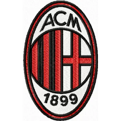 AC Milan embroidery design showcasing a detailed football soccer motif for personalized stitching projects.