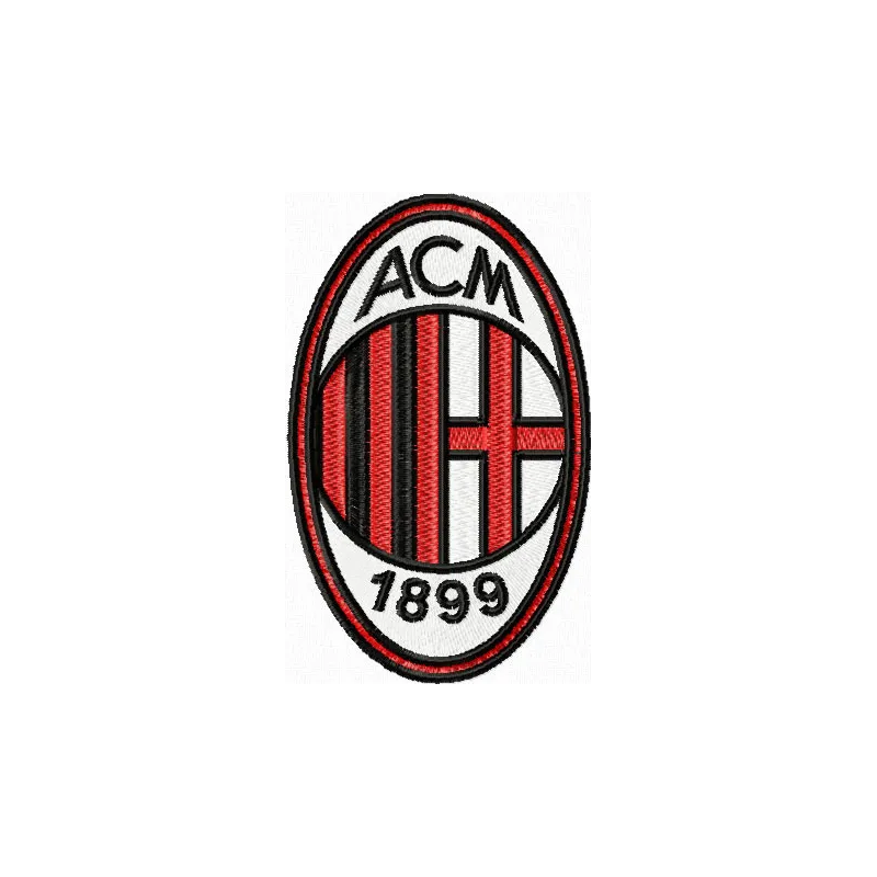 AC Milan embroidery design showcasing a detailed football soccer motif for personalized stitching projects.