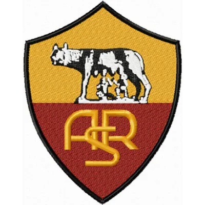 A.S. Roma embroidery design showcasing the team's logo, ideal for stitching on sports apparel or accessories.