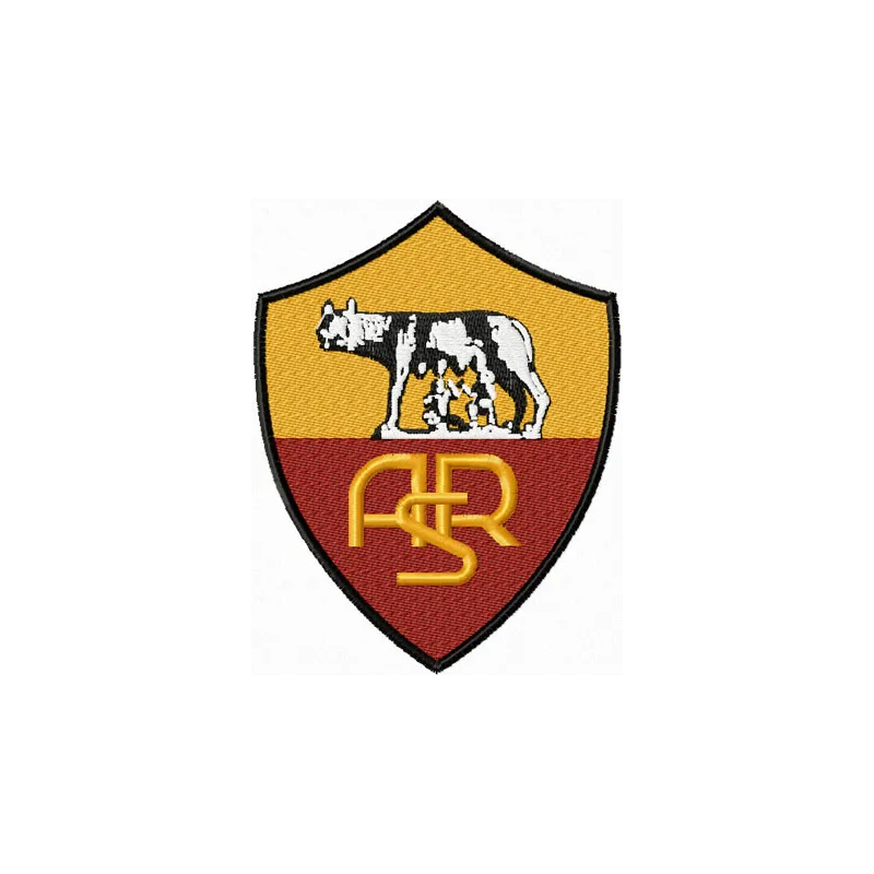 A.S. Roma embroidery design showcasing the team's logo, ideal for stitching on sports apparel or accessories.