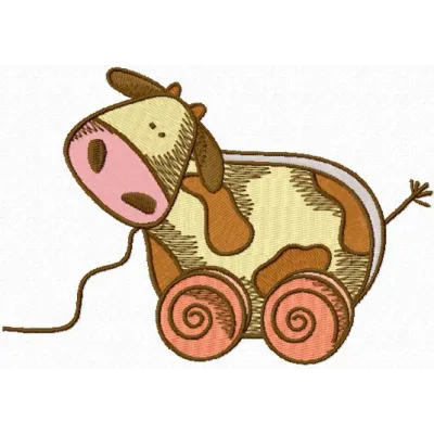 Preview of the My Little Cow embroidery design, featuring a charming stitched motif perfect for children's clothing and acce…