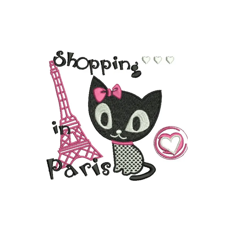 Shopping in Paris 2 embroidery design featuring Hello Kitty in a stylish Parisian setting, ideal for various projects.