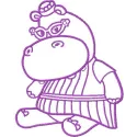 Hallie Hippo 12 embroidery design featuring a playful character from Doc McStuffins, ideal for children's projects.